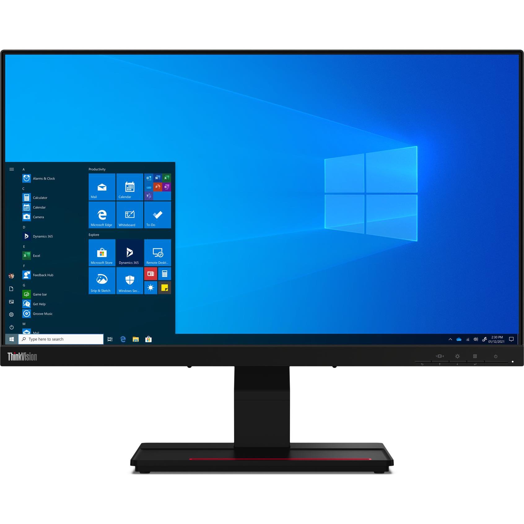 Lenovo ThinkVision T24t-20 (1920 x 1080 Pixel, 23.80"), Monitor, Schwarz