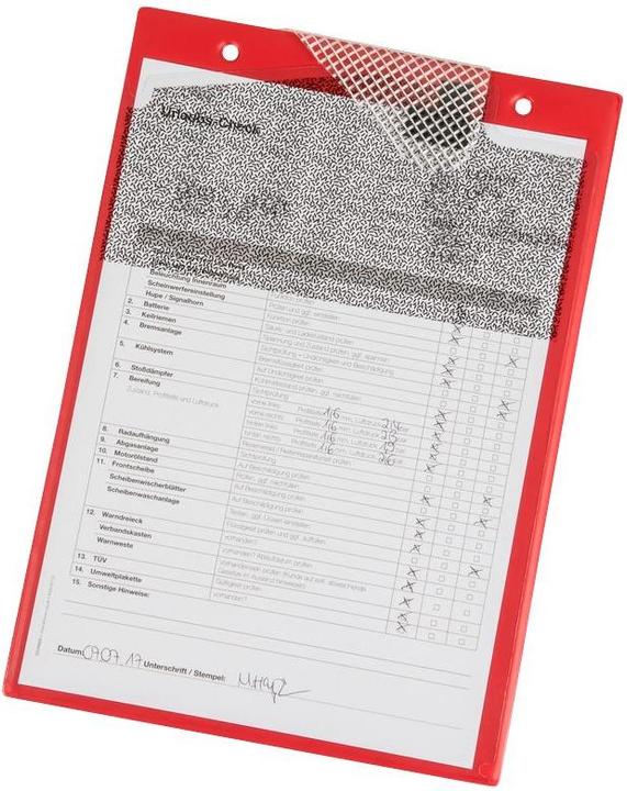 Eichner Job folder w. Velcro fastener, cord a. 2 comp. DIN A4 red (A4, 10 Piece)