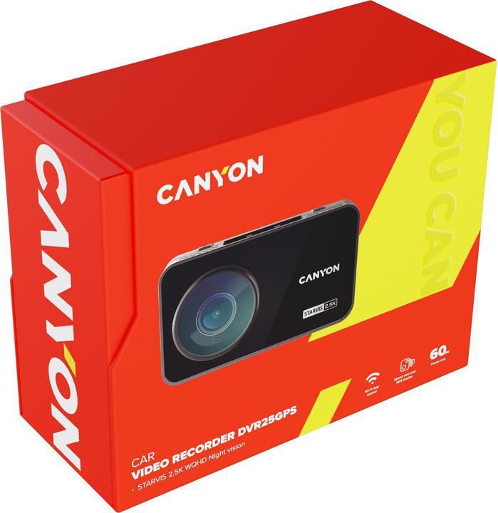 Image du produit Canyon DVR25GPS, 3.0&amp#039&amp#039 IPS (640x360), écran tactile, WQHD 2.5K 2560x1440@60fps, NTK96670, 5 (Indicateur intégré, WiFi, Récepteur GPS, 2.5K)