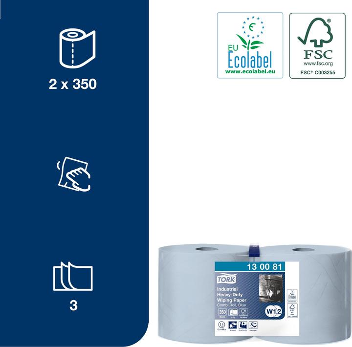 Actual product image Tork Heavy Duty Wiping Paper Blue 2x119 (2 x)