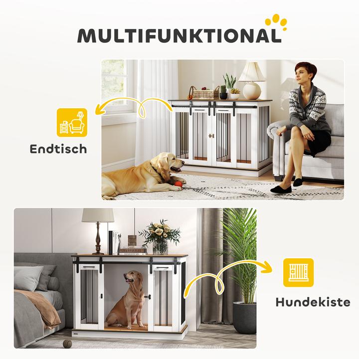 Actual product image PawHut Hundekäfig MDF, Stahl Weiss (Dog kennel)