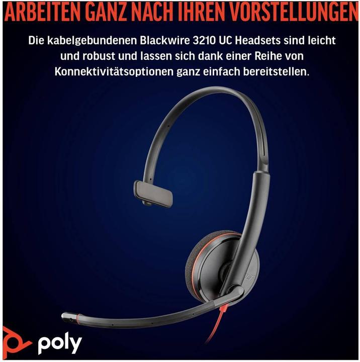 Produktbild Poly Blackwire 3210 Monaural USB-C Headset +USB-C/A Adapter (Kabelgebunden, USB-C)