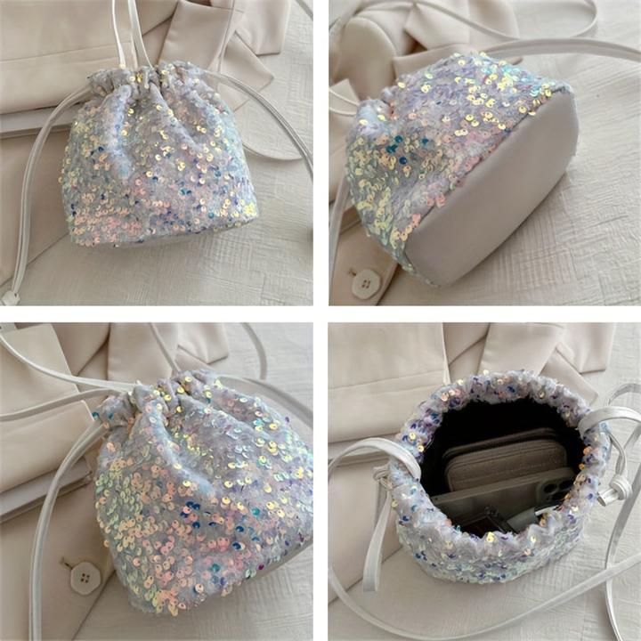 Image du produit Only-Bags.Store Sparkle multicolore paillettes sac seau léger, élégant rue banlieue style doux
