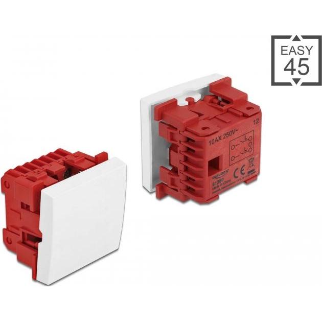 Thumbnail - Delock Easy 45 Wippschalter 2-polig 45x45mm weiss, Netzwerkkarte, Weiss