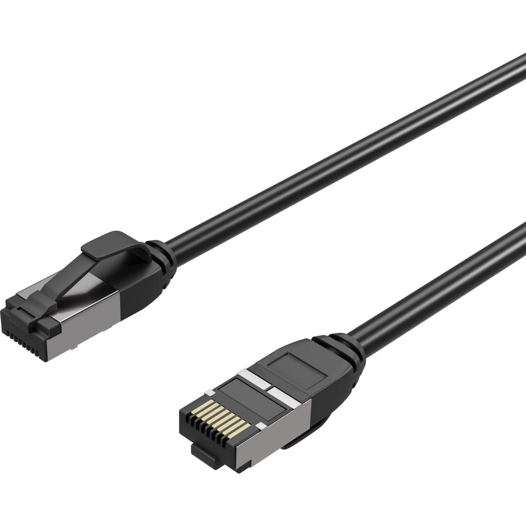 Flexline -Netzwerk-Patchkabel CAT. 8.1 U/FTP PIMF, extra dünn TPE schwarz 1,0m (U/FTP, CAT8.1, 1 m), Netzwerkkabel