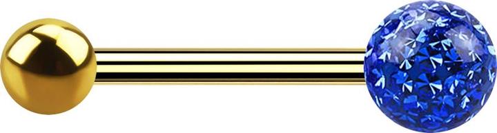 Actual product image Star Piercing Gold-plated barbell with ball and crystal ball dark blue epoxy protective layer (without brass, Titanium)