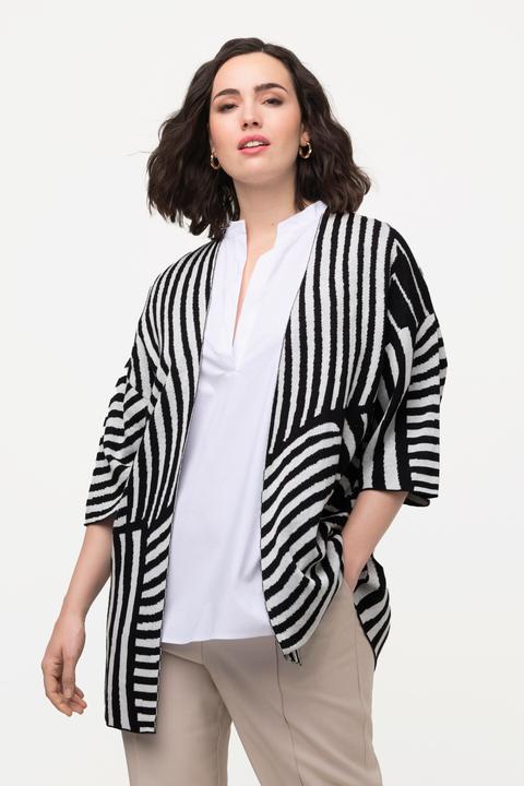 Produktbild Ulla Popken Strickjacke, Jacquard-Feinstrick, Stehkragen, Halbarm (56)