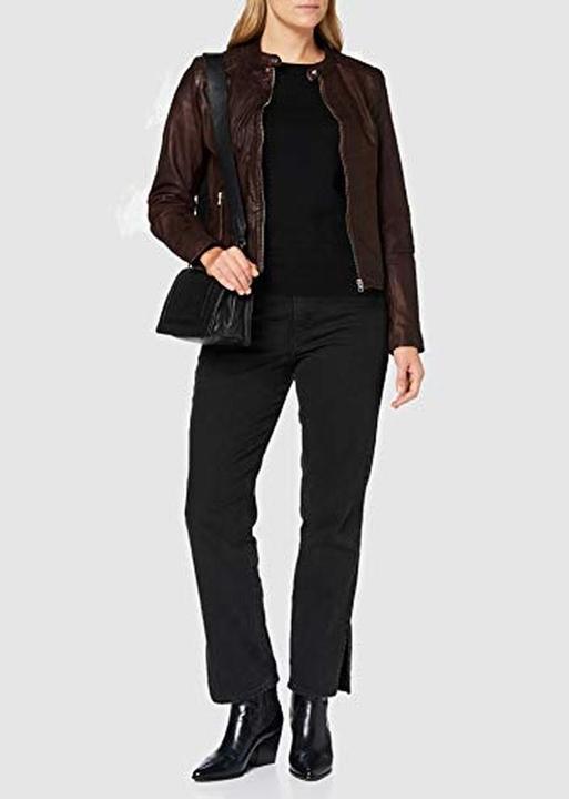 Actual product image Goosecraft Leather Biker Blazer with Shoulder Padding and Front Zipper (M)