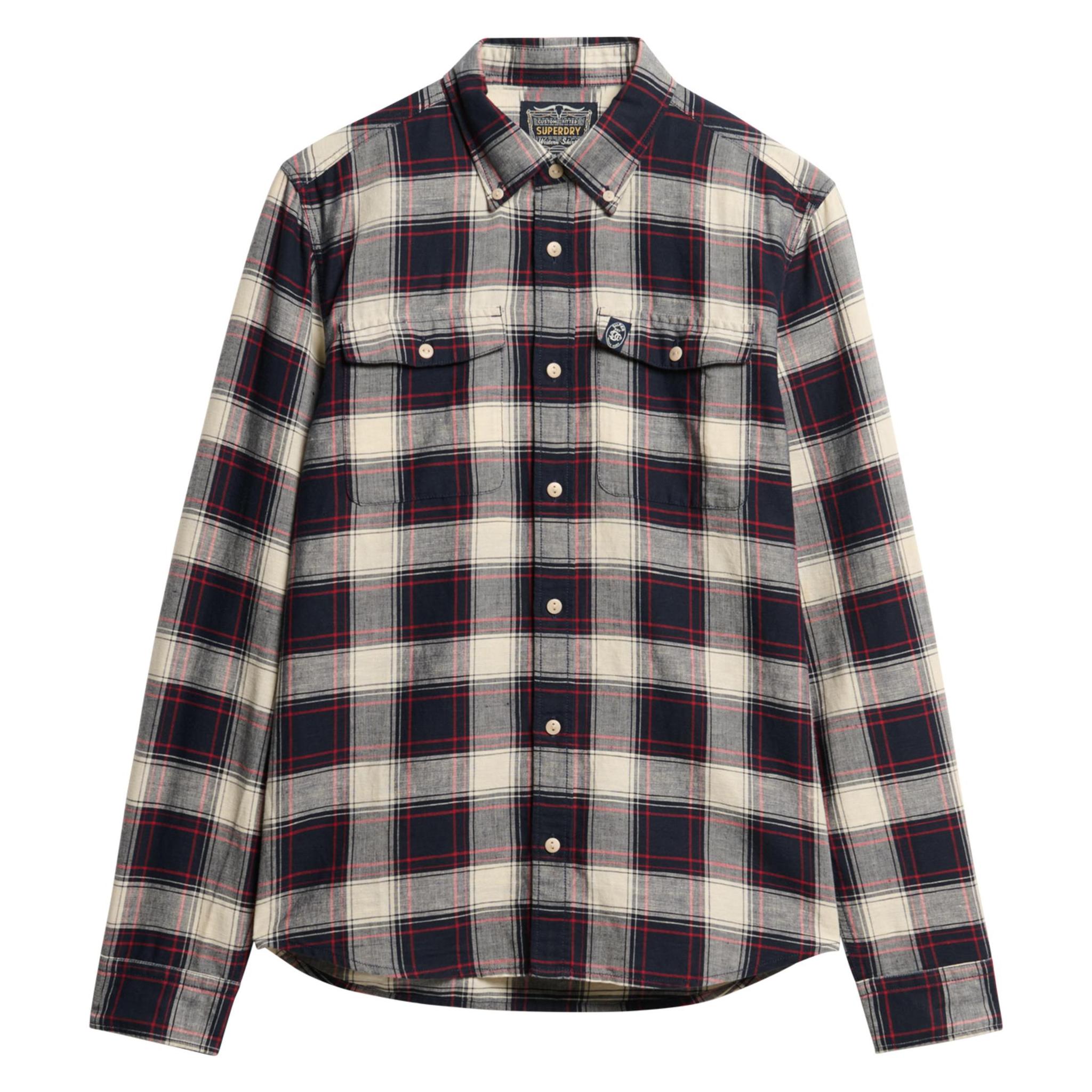 Superdry, Herren, Hemden, The Merchant Store – Karohemd Aus Leinen, Blau, (Xl)