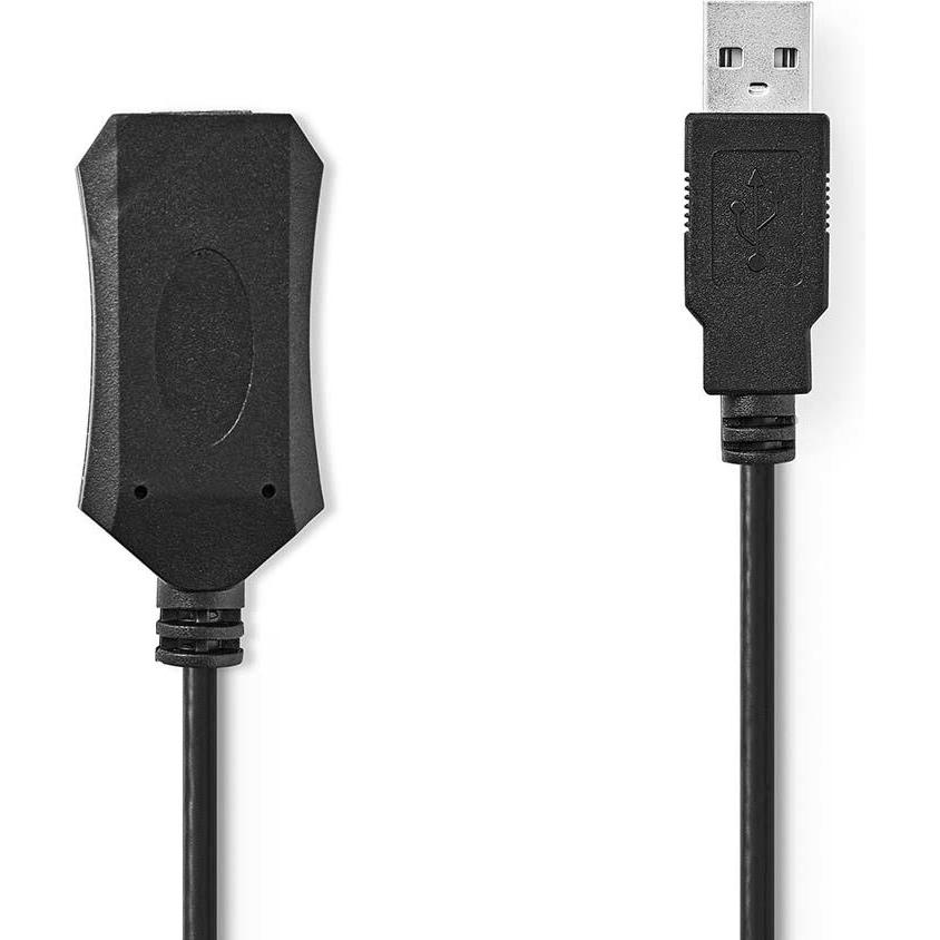 Nedis Aktive USB-Kabel USB 2.0 USB-A Stecker USB-A Buchse 480 Mbps 20.0 m Rund Vernick (20 m, USB 2.0), USB Kabel