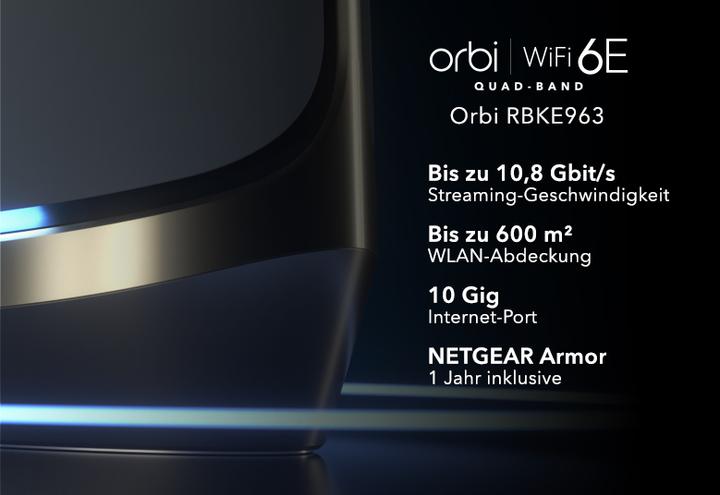Immagine prodotto Netgear ORBI RBKE963-100EUS, AX11000, Quad-band WiFi 6E Mesh System