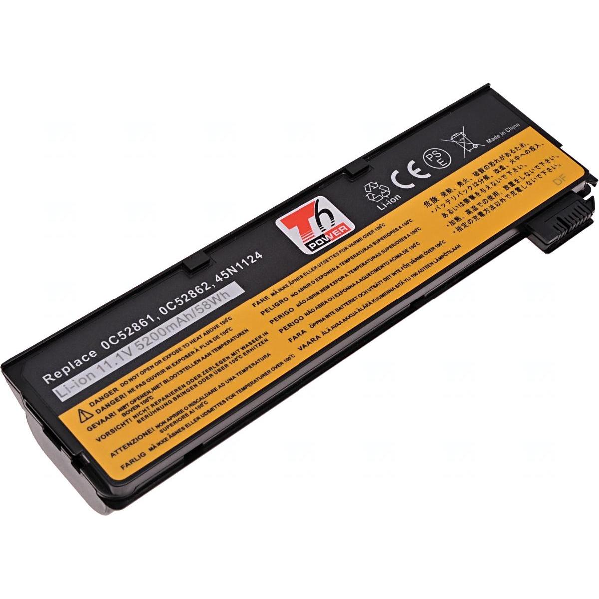 T6 Power Batterie Lenovo ThinkPad T440s, T450s, 450, T440, X240, 68+,,, 6cell (6 cubicoli, 5200 mAh), Batteria per notebook
