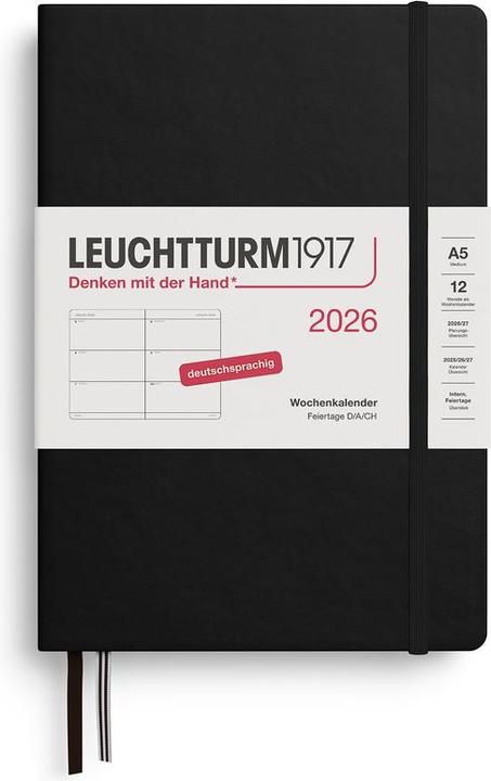 Leuchtturm1917 Leuchtturm 1w/2s Medium Hc Schwarz (A5, Allemand)