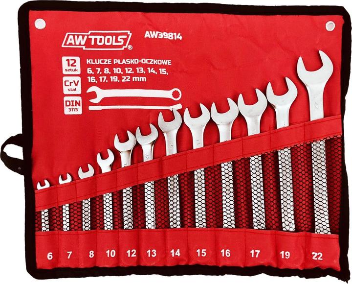 Produktbild Awtools AW KLUCZ KOMPLET PŁASKO-OCZKOWE 12szt. /6mm-22mm/MATOWE 6,7,8,10,12,13,14,15,16,17,19,22 (7 mm, 19 mm, 12 mm, 17 mm, 13 mm, 10 mm, 11 mm, 14 mm, 22 mm, 6 mm, 8 mm, 9 mm)