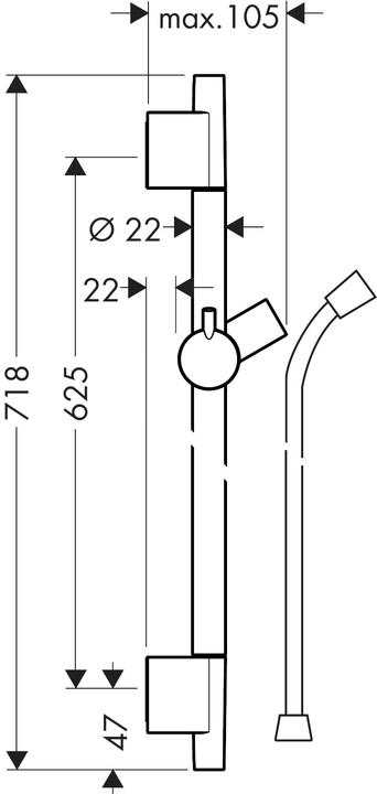 Actual product image hansgrohe Unica shower rail S Puro 65 cm with Isiflex shower hose 160 cm
