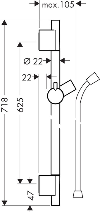 Produktbild hansgrohe Unica Duschstange S Puro 65 cm mit Isiflex Duschschlauch 160 cm