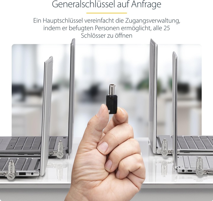 Produktbild StarTech COM 25-Pack Universal Laptopschloss 2m Master Key Sicherheitsschloss Noble Wedge/Nano/K-Slo