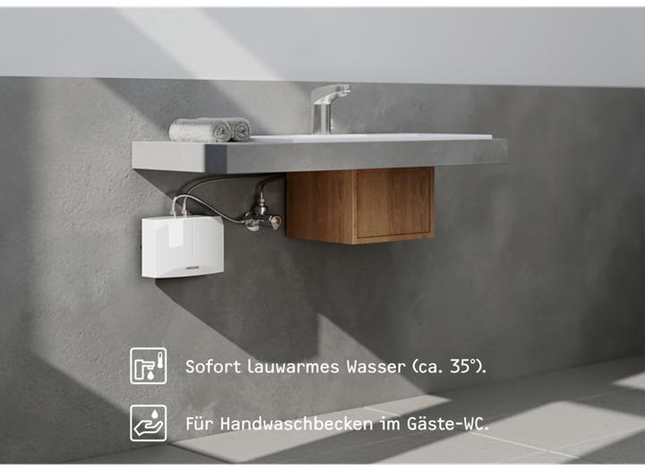 Image du produit Stiebel Eltron DHM 4 Mini-chauffe-eau instantané pour lave-mains uniquement, 4,4 kW, sans fiche raccordement fixe