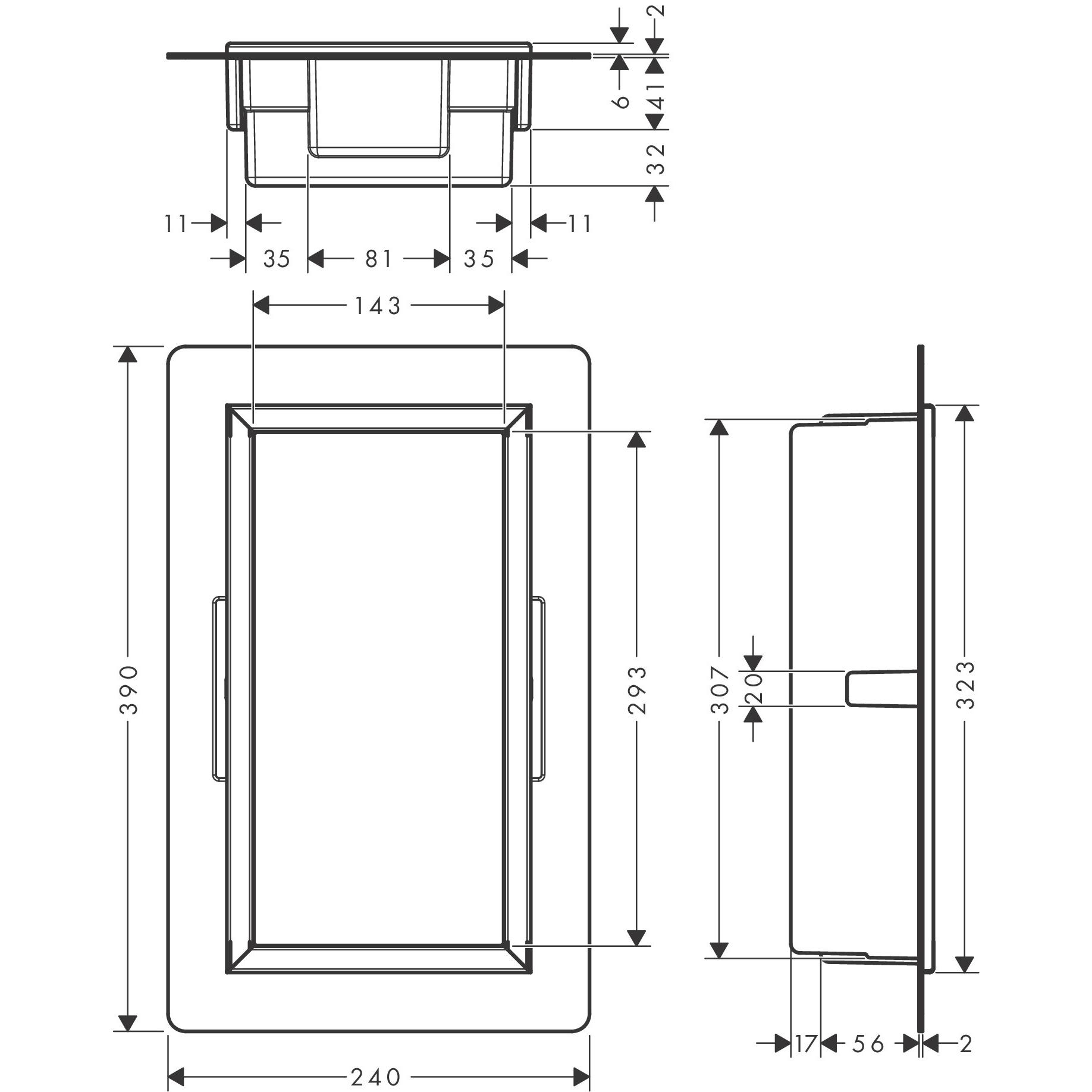 Thumbnail - hansgrohe, Spiegel, Wandnische XtraStoris Original mit Rahmen 300x150x70mm betongrau
