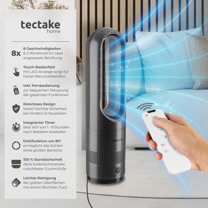 Produktbild tectake Turmventilator Polar, 80° Oszillation, inkl. Timer (55 dB)