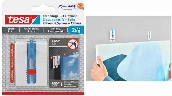 Actual product image tesa Canvas Adhesive Nail Wallpaper & Plaster Height Adjustable