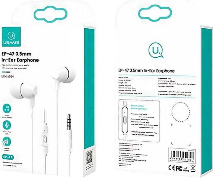 Produktbild Usams Sluchawki stereo EP-47 3.5mm bialywhite 1,2m HSEP4702 US-SJ594 (ANC, Kabelgebunden)