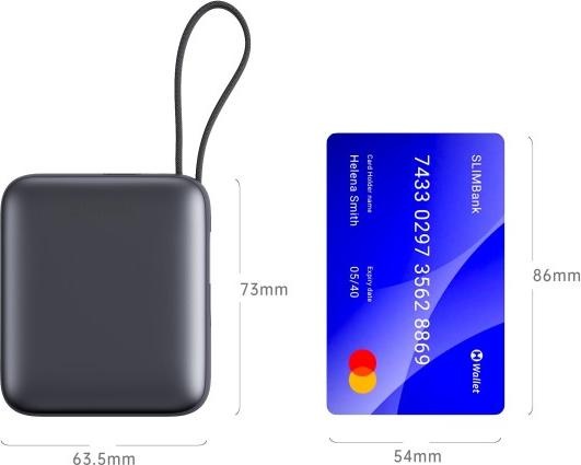 Actual product image Swissten Power Bank 10000 Mah with Built-In Cables USB-C and Lightning Space Silver (10000 mAh, 22.50 W, 22.50 Wh)