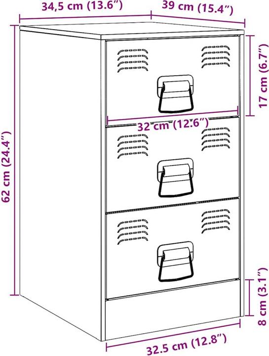 Produktbild vidaXL Nachttisch (34.50 x 39 x 62 cm)