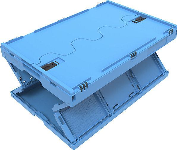 Actual product image Walther Polypropylene folding box, capacity 65 l, closed model, blue, with hinged lid
