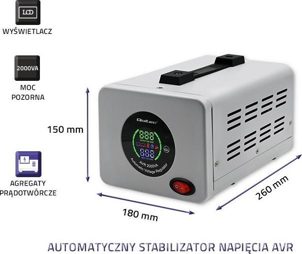 Produktbild Qoltec 50724 Automatyczny stabilizator napięcia AVR 2000VA (2 VA, 1600 W)