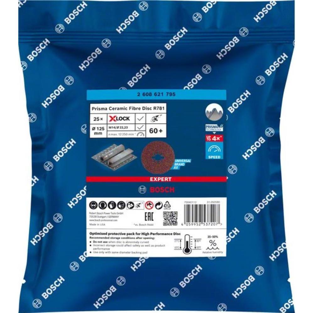 Thumbnail - Bosch Professional Zubehör, Schleifmittel, EXPERT R781 Prisma Ceramic X-LOCK Fiberscheibe, 125 mm, 22,23 mm, G 60 (60)
