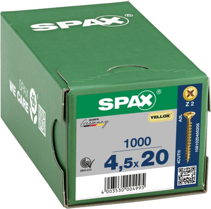 Produktbild Spax Senkmultikopf Kreuzschlitz Z2 Vollgewinde Yellox (1000 Schrauben pro Stück)