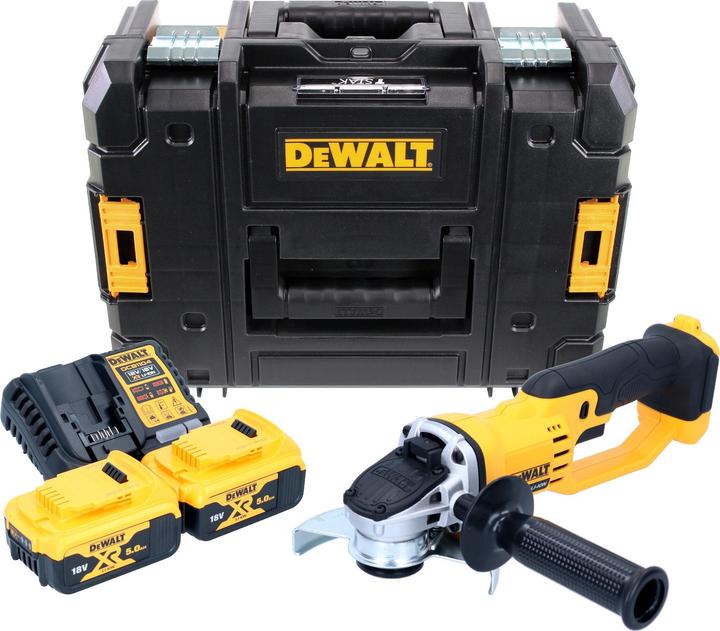 Actual product image DeWalt DCG 412 P2T cordless angle grinder 18 V 125 mm + 2x battery 5.0 Ah + charger + TSTAK (125 mm)