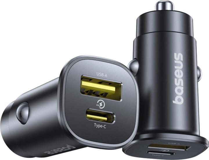 Actual product image Baseus GoTrip USB-C / USB-A 30W Autoladegerät - Schwarz