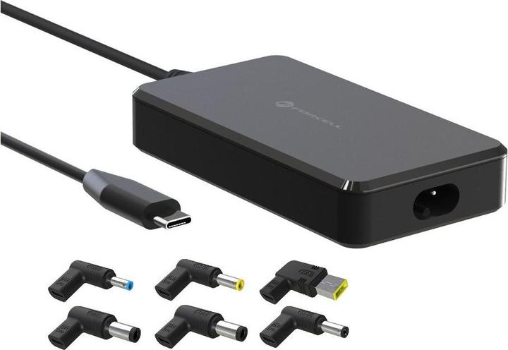 Forcell Adapter F-ENERGY E856 uniwersal laptop charger 65W (6 adaptors) - czarny (65 W)