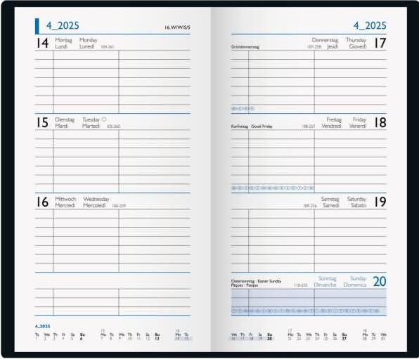 Actual product image Brunnen Pocket agenda 2025 075661905 1W/2S black ML 9x15cm (1 week / 2 pages)