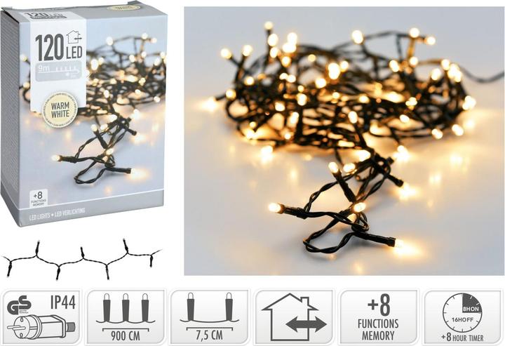 Actual product image Mondex ŁAŃCUCH LED 120L WARM WHITE ZEWNĘTRZNE 9m +8funkcji (13 m)