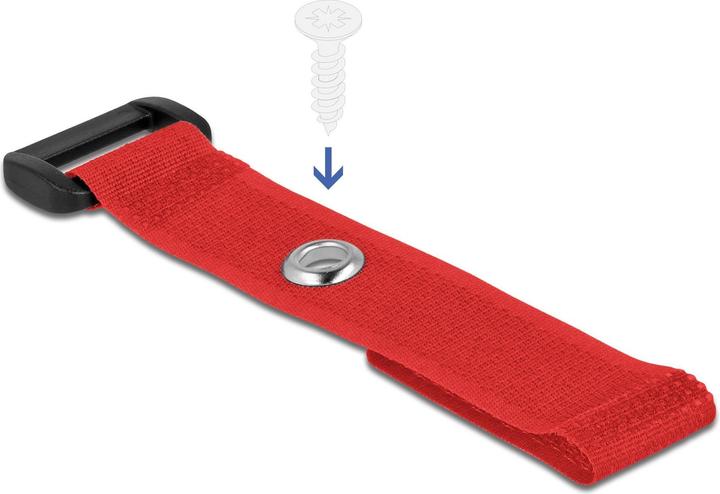 Produktbild Delock Klett-Kabelbinder mit Schlaufe und Befestigungsöse L 150 x B 20 mm rot 5 Stück (Klettkabelbinder, 150 mm, 5 Stk.)