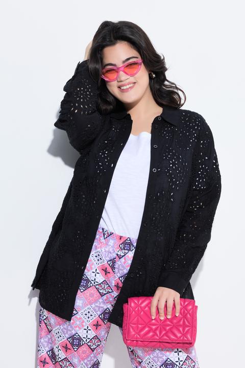 Actual product image Angel of Style Bluse, A-Linie, Lochstickerei, Langarm (48)