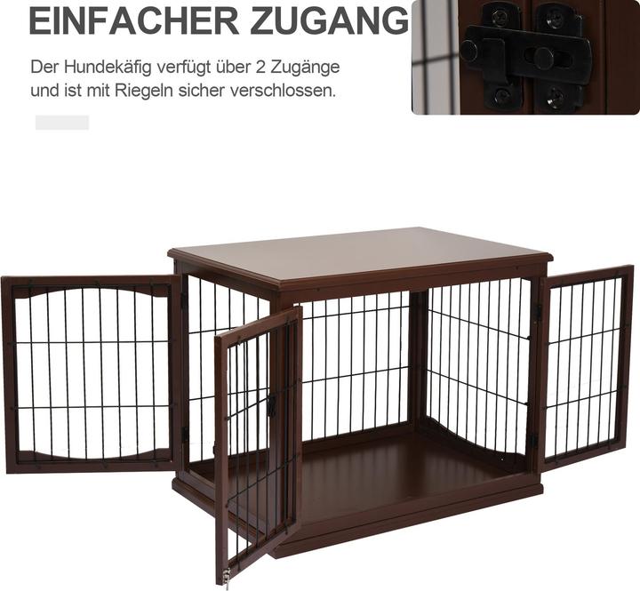 Immagine prodotto PawHut Hundekäfig MDF, Metall Braun (Gabbia per cani)