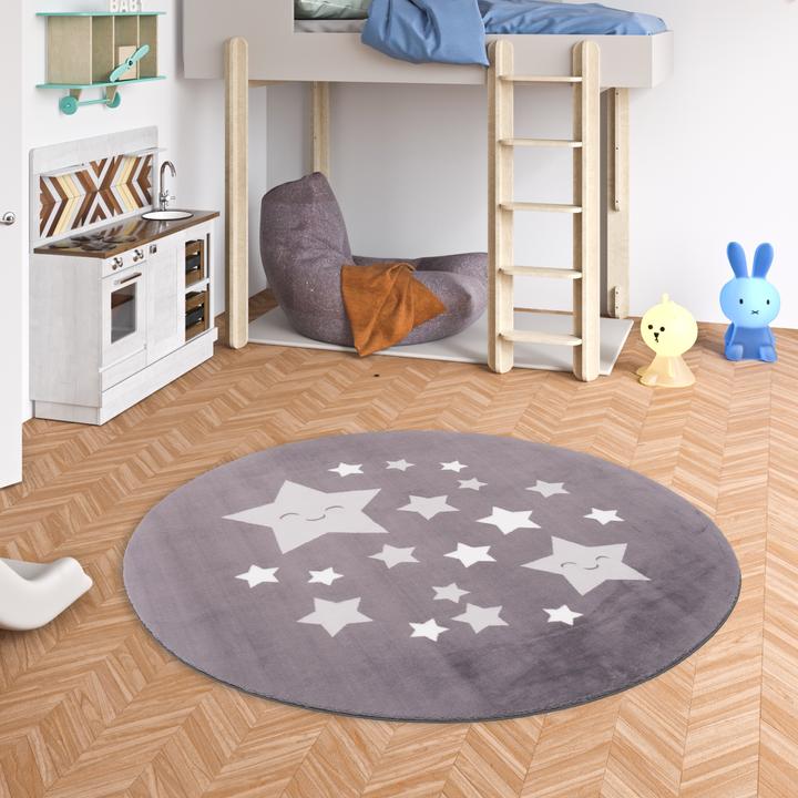 Produktbild Pergamon Super Soft Fellteppich Pearl Kids Sterne Rund (120 x 120 cm)