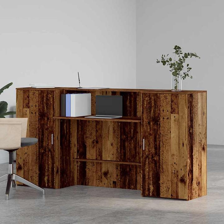 Actual product image vidaXL Reception counter in reclaimed wood look 200x50x103.5 cm wood-based material