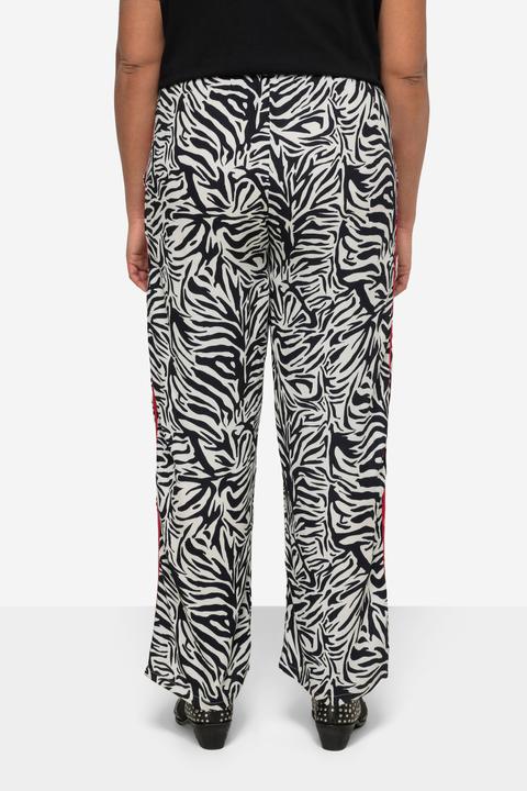 Actual product image Angel of Style Straight Wide Leg Zebra Print Pants with Side Stripes and Elastic Waist (50)