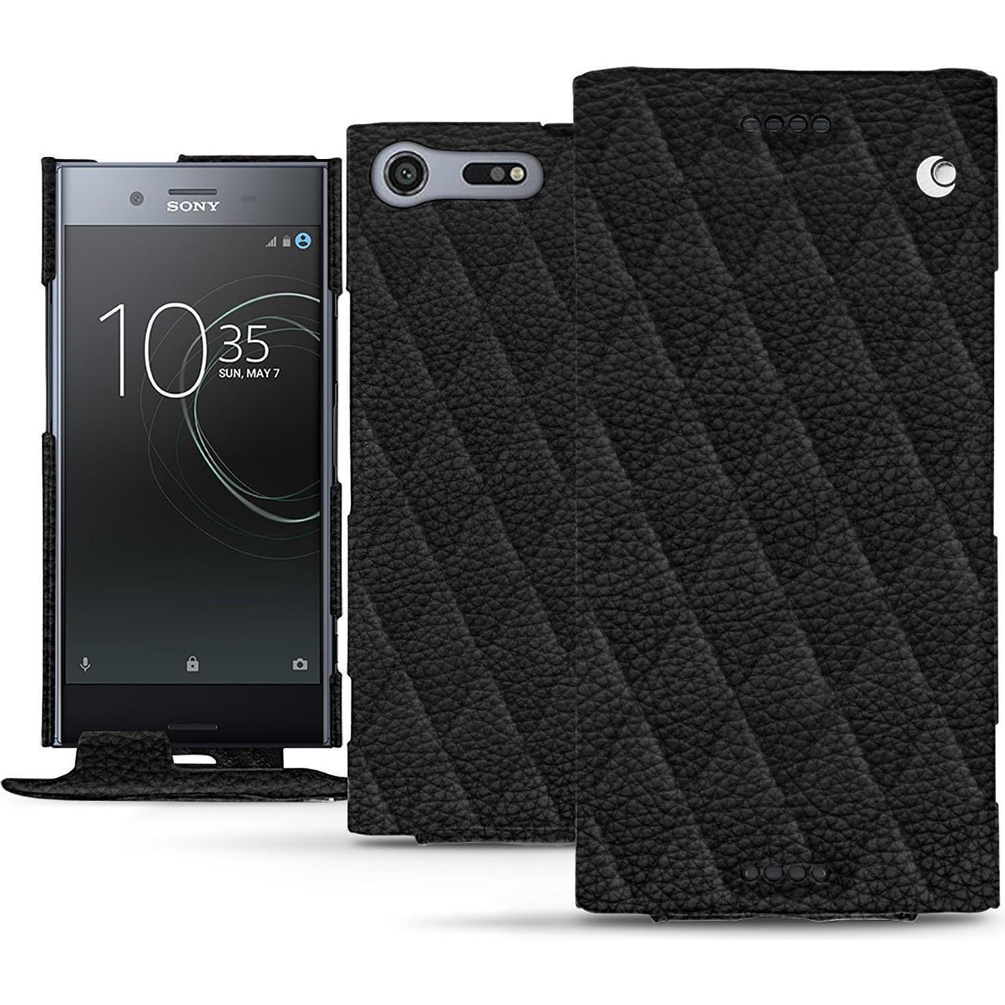 Noreve Lederschutzhülle vertikal (Sony Xperia XZ Premium), Smartphone Hülle, Schwarz