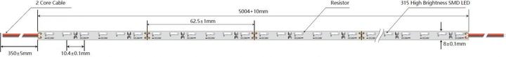 Actual product image Synergy 21 LED Flex Strip neutral white DC24V 38W IP20 CRI>90 sideview (Neutral White, 500 cm, Indoor)
