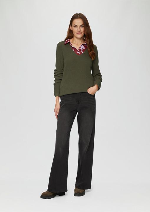 Produktbild s.Oliver Strickpullover Strickpullover mit V-Ausschnitt aus Baumwollmix (34)