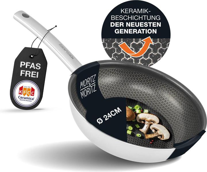 Produktbild Moritz & Moritz Edelstahlpfanne Wabenstruktur (24 cm, Pfannenset + Topfset, Edelstahl)