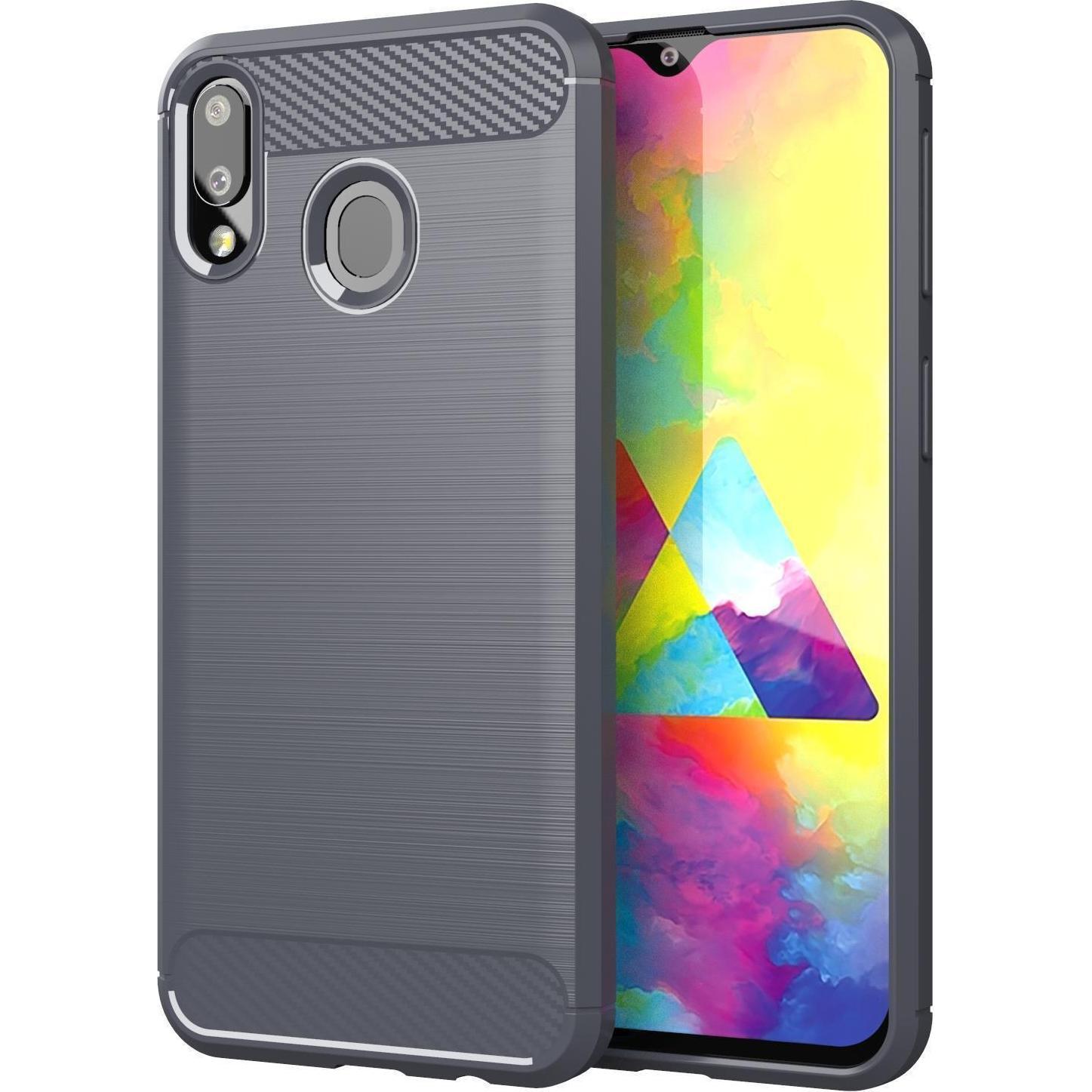 Cadorabo TPU Ultra Slim carbon edelstahl Kombi Cover (Samsung Galaxy A10s, Samsung Galaxy M01), Smartphone Hülle, Grau