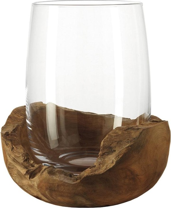 Windlicht Terra mit Teaksockel (2 x, 23 x 23 x 23 cm)