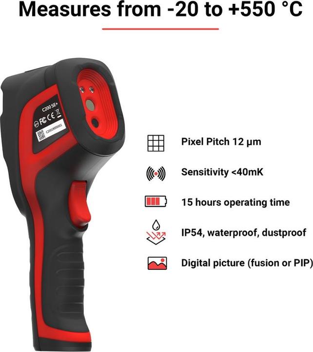Immagine prodotto Infiray Termocamera C200 Pro+: 256x192 pixel, frame-rate 25Hz, alta precisione, WiFi